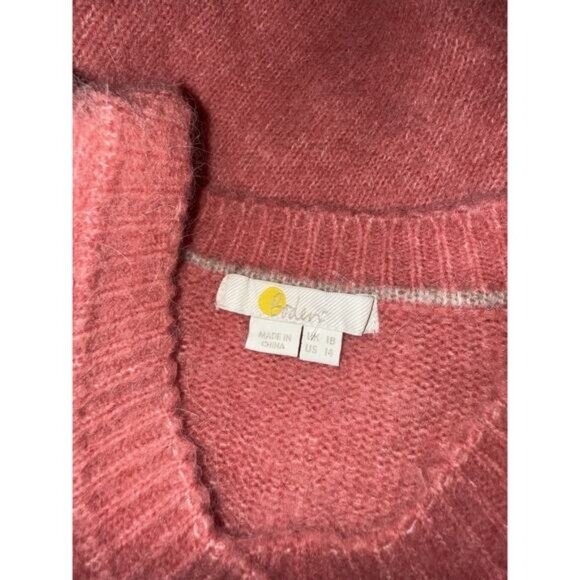 Boden Women’s Pink Chunky Cardigan Puff Sleeve Sweater Alpaca Blend Size 14 - Picture 5 of 6